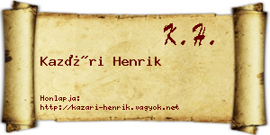 Kazári Henrik névjegykártya